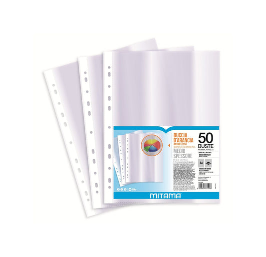50 BUSTE PLASTICA C/FORI