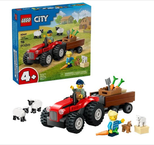 CITY TRATTORE AGRICOLO ROSSO CON RIMORCHIO