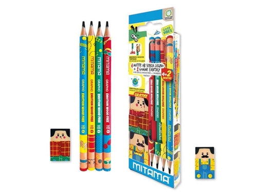 SET EMOTICONS 4 MATITE WOOD+2 GOMME
