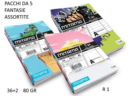MAXI QUADERNO FANTASIA 80GR 1RIGO 5PZ