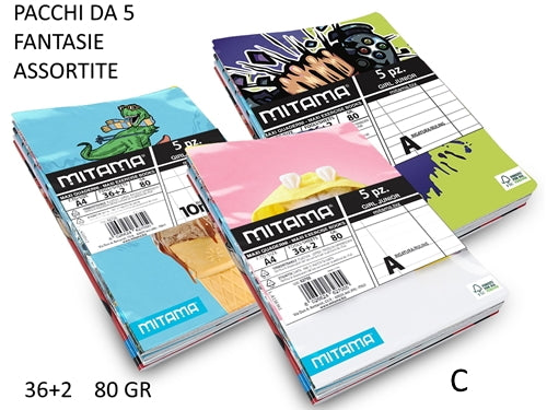MAXI QUADERNO FANTASIA 80GR MOD C 5PZ