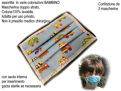 CONFEZIONE 3 PZ MASCHERINA BAMBINO